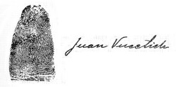 Juan Vucetich thumb print and
                              signature